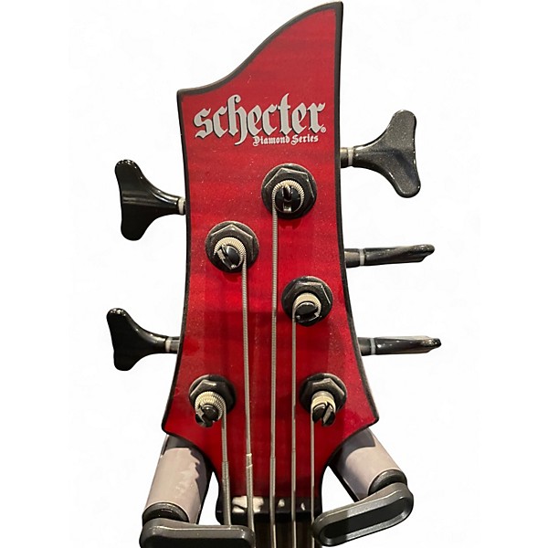 Used Schecter Guitar Research c-5 GT Trans Red Electric Bass Guitar