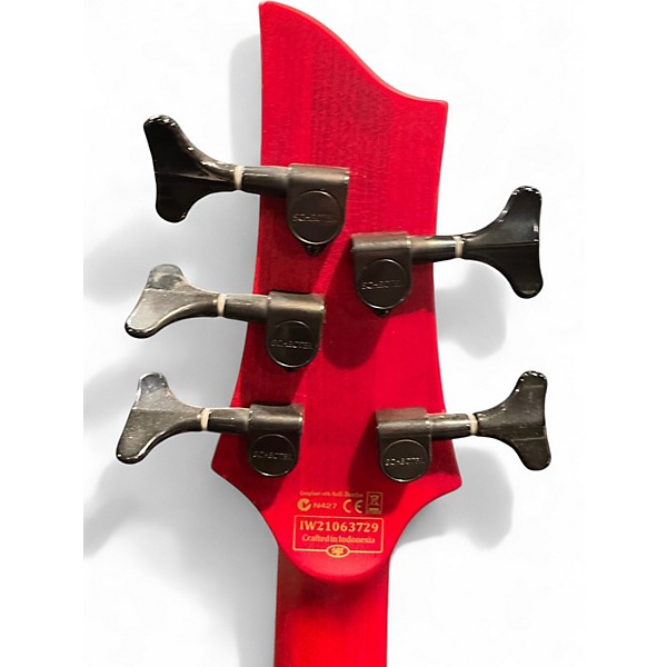 Used Schecter Guitar Research c-5 GT Trans Red Electric Bass Guitar