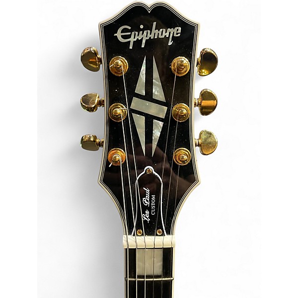 Used Epiphone Les Paul Custom Blackback Pro Antique Ivory Solid Body Electric Guitar
