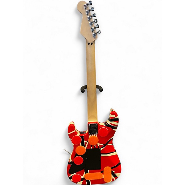 Used EVH Striped Series Red with Black and White Stripes Solid Body Electric Guitar