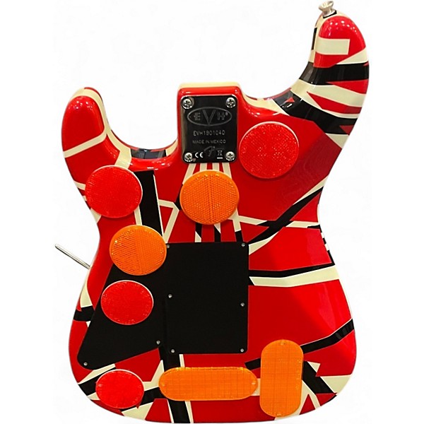 Used EVH Striped Series Red with Black and White Stripes Solid Body Electric Guitar