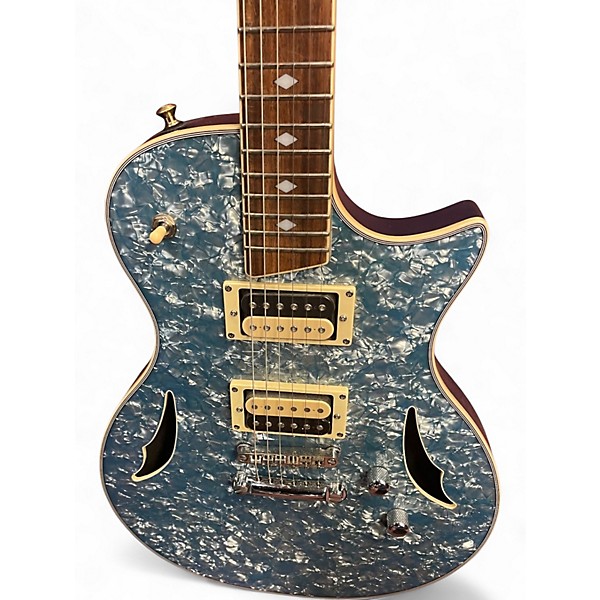 Used Drive Elite Blue Pearloid Hollow Body Electric Guitar