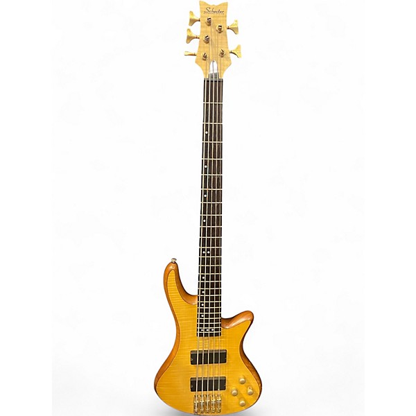 Used Schecter Guitar Research Stiletto Custom 5 String Natural Electric Bass Guitar