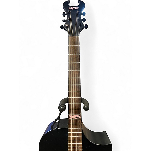 Used 2022 Schecter Guitar Research Machine Gun Kelly Electric Acoustic Guitar Black Acoustic Electric Guitar