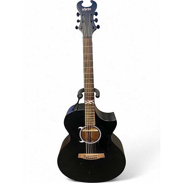 Used 2022 Schecter Guitar Research Machine Gun Kelly Electric Acoustic Guitar Black Acoustic Electric Guitar