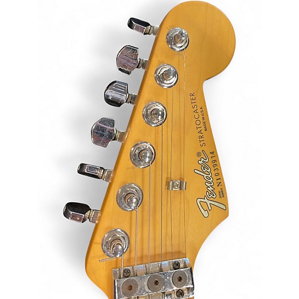 Vintage 1991 Fender Standard Stratocaster Black and White Solid Body Electric Guitar