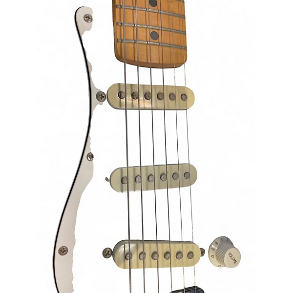 Vintage 1991 Fender Standard Stratocaster Black and White Solid Body Electric Guitar