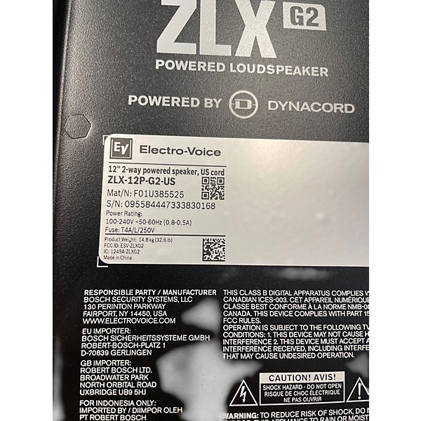 Used Electro-Voice ZLX-12P G2 12" 1000W 2-Way Powered Speaker