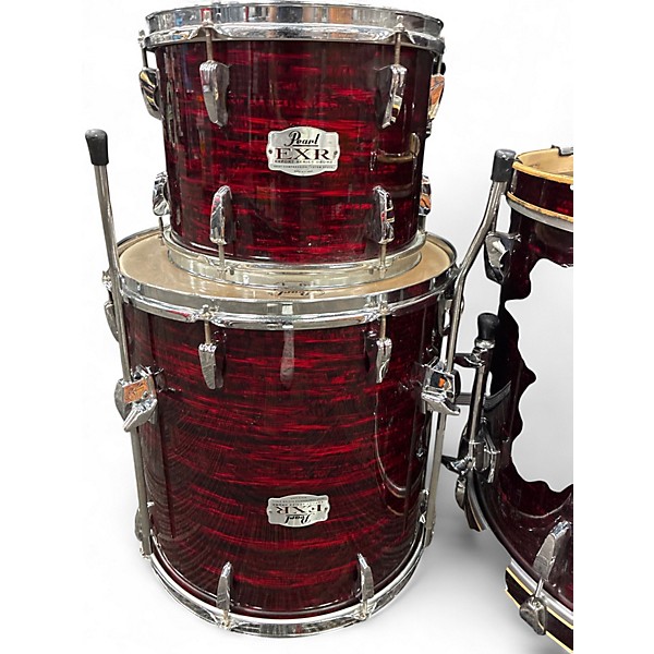 Used Pearl 6 Piece Export Red Oyster Wrap Drum Kit