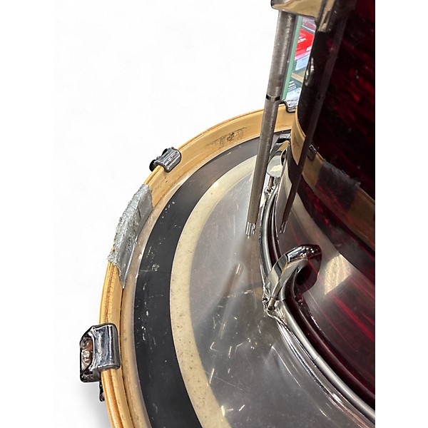 Used Pearl 6 Piece Export Red Oyster Wrap Drum Kit