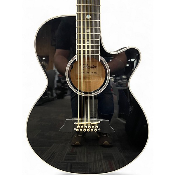 Used Takamine TSP158C-12 Black 12 String Acoustic Electric Guitar