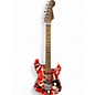 Used EVH Striped Series Frankie Red with Black and White Stripes Solid Body Electric Guitar thumbnail