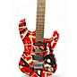 Used EVH Striped Series Frankie Red with Black and White Stripes Solid Body Electric Guitar