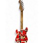 Used EVH Striped Series Frankie Red with Black and White Stripes Solid Body Electric Guitar