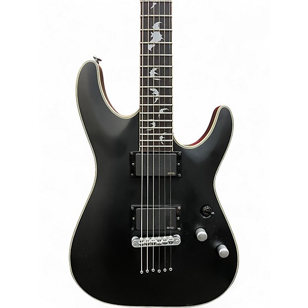 Used Schecter Guitar Research Damien Platinum Satin Black Solid Body Electric Guitar