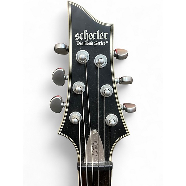 Used Schecter Guitar Research Damien Platinum Satin Black Solid Body Electric Guitar