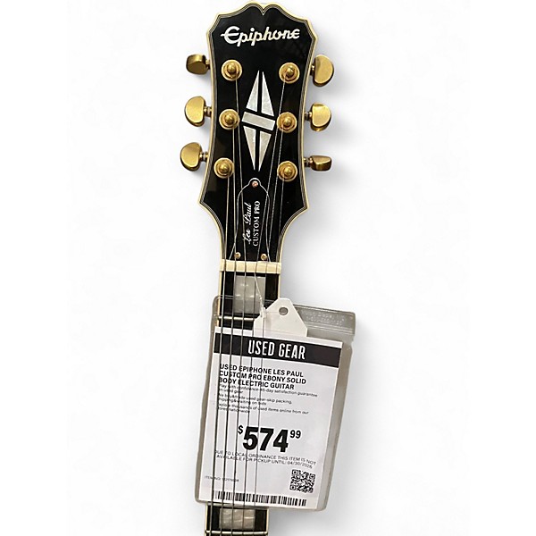 Used Epiphone Les Paul Custom Pro Ebony Solid Body Electric Guitar