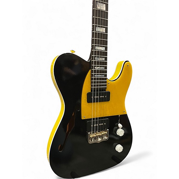 Used Moon Guitars "T" Style Black and Yellow Solid Body Electric Guitar