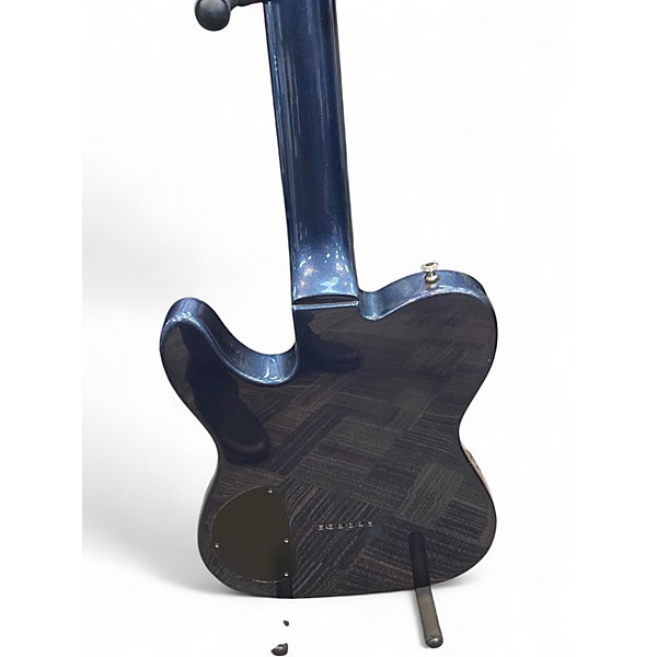 Used Squier Double Fat Tele Deluxe Metallic Blue Solid Body Electric Guitar