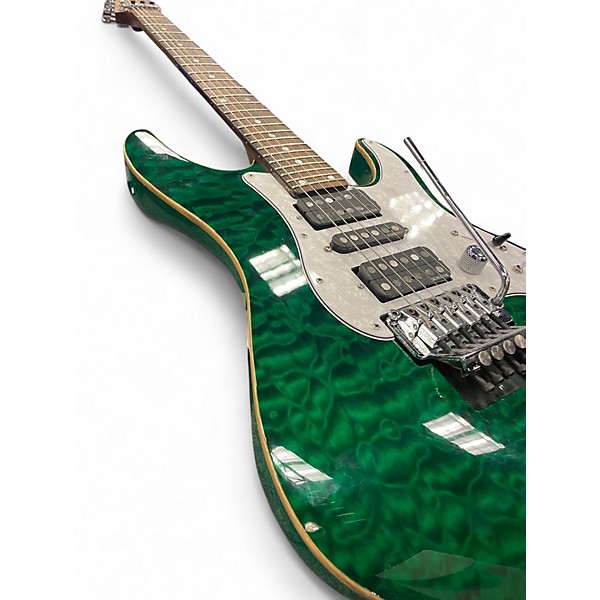 Used Schecter Guitar Research SD2 24 HSH QUILTED GREEN Solid Body Electric Guitar