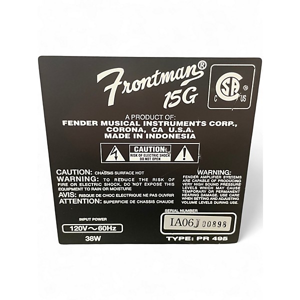 Used Fender Frontman 15G 15W Guitar Combo Amp