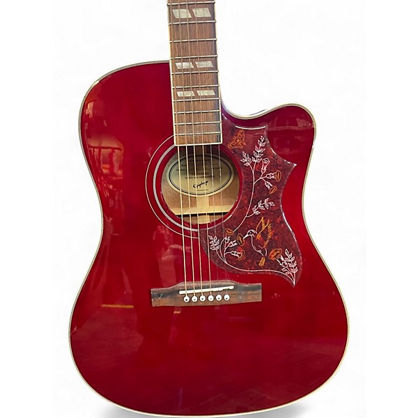Used Epiphone Hummingbird EC Candy Apple Red Acoustic Electric Guitar