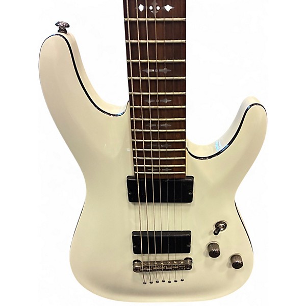 Used Schecter Guitar Research Demon 7 String Alpine White Solid Body Electric Guitar