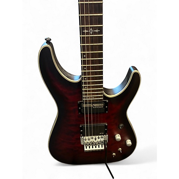 Used Schecter Guitar Research C1 Floyd Rose Platinum Crimson Burst Solid Body Electric Guitar