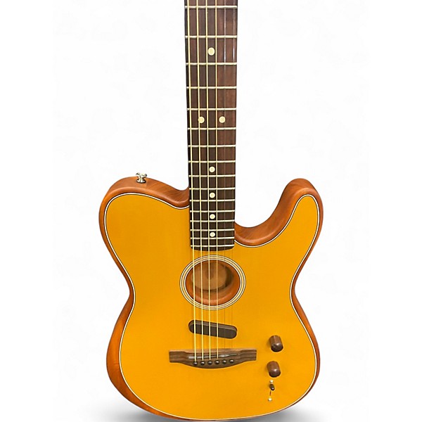 Used Fender Acoustasonic Player Telecaster Yellow Acoustic Electric Guitar