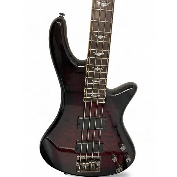 Used Schecter Guitar Research Omen Extreme 4 String Trans Red Electric Bass Guitar