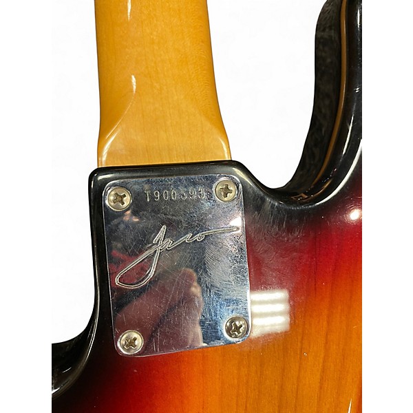 Used 2002 Fender Jaco Pastorius Signature Relic Jazz Bass Fretless 3 Tone Sunburst Electric Bass Guitar