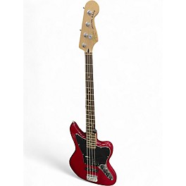 Used Squier Vintage Modified Jaguar Bass Crimson Red Trans Electric Bass Guitar