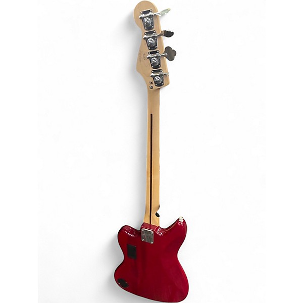 Used Squier Vintage Modified Jaguar Bass Crimson Red Trans Electric Bass Guitar