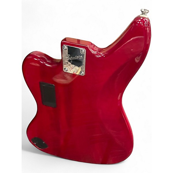 Used Squier Vintage Modified Jaguar Bass Crimson Red Trans Electric Bass Guitar