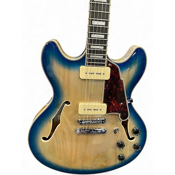 Used D'Angelico Premier Series DC Blue Burst Hollow Body Electric Guitar