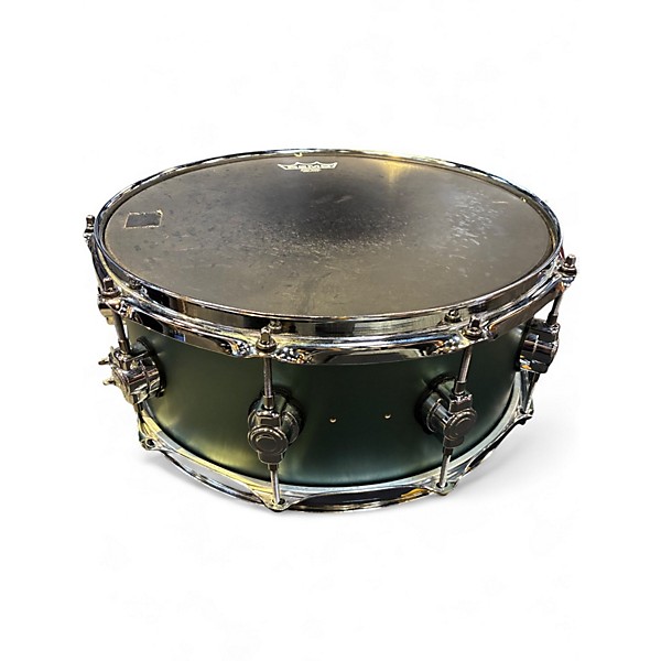Used DW 6X14 Design Series Snare Sage Green Metallic Drum