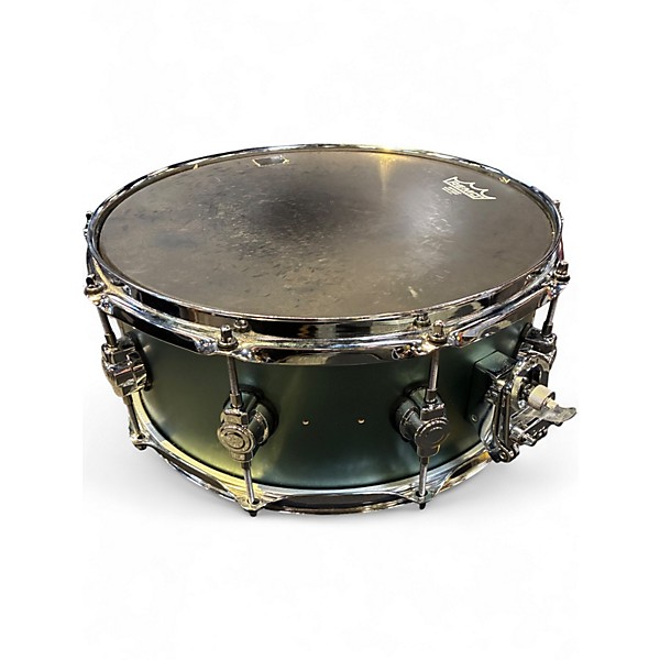 Used DW 6X14 Design Series Snare Sage Green Metallic Drum