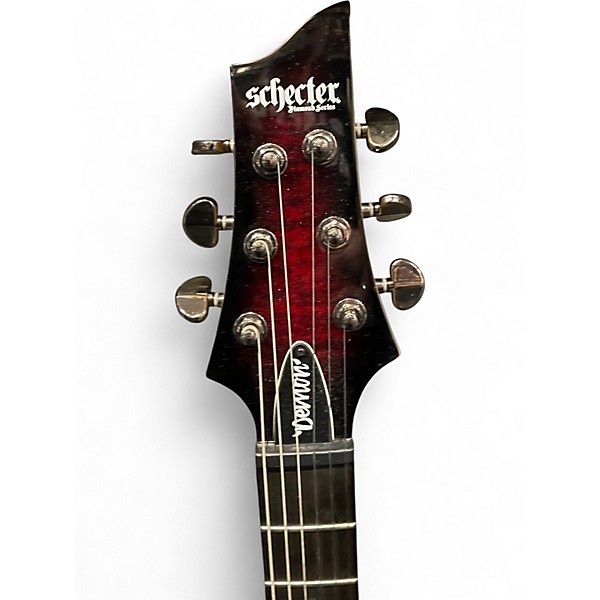 Used Schecter Guitar Research Demon 6 Crimson Red Burst Solid Body Electric Guitar