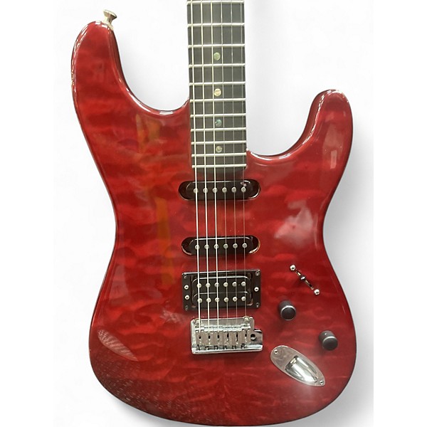 Used Fender American Deluxe Stratocaster QMT CHERRY RED Solid Body Electric Guitar