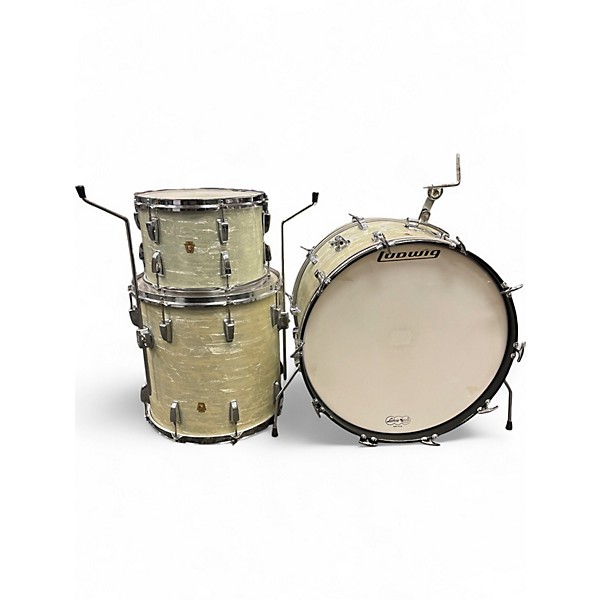Vintage 1966 Ludwig 3 Piece Superclassic  White Marine Pearl Drum Kit