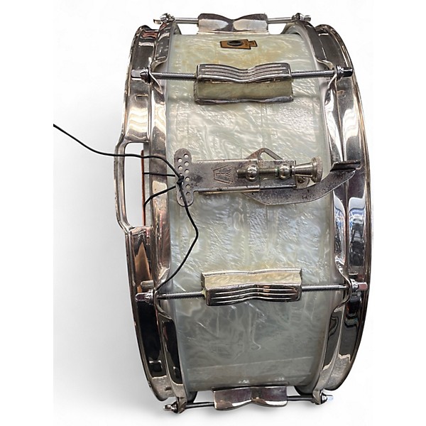 Vintage 1950s Ludwig 14X5.5 WFL Snare White Marine Pearl Drum