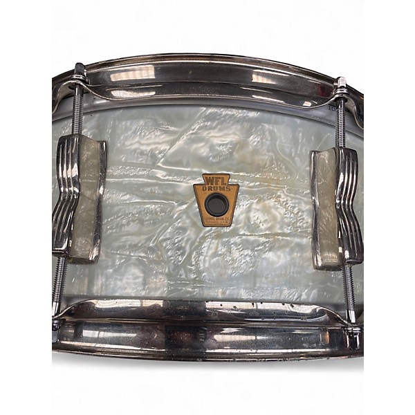Vintage 1950s Ludwig 14X5.5 WFL Snare White Marine Pearl Drum