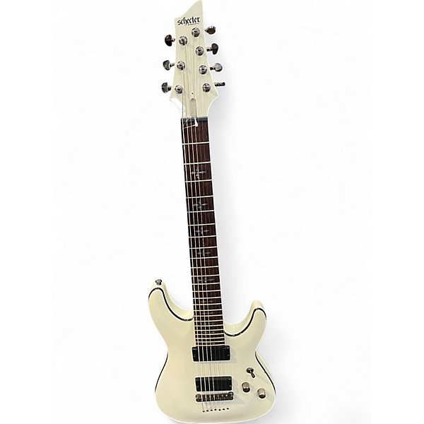 Used Schecter Guitar Research Demon 7 String White Solid Body Electric Guitar