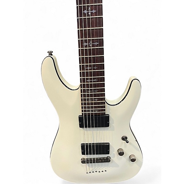 Used Schecter Guitar Research Demon 7 String White Solid Body Electric Guitar
