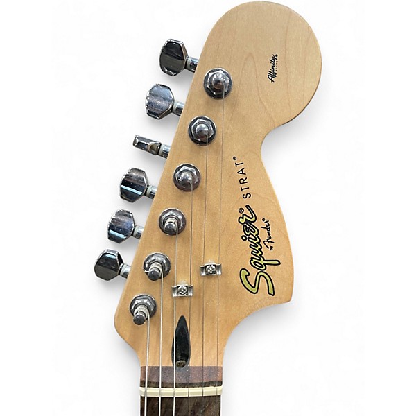 Used Squier Standard Stratocaster Red with Black and White Stripes Solid Body Electric Guitar