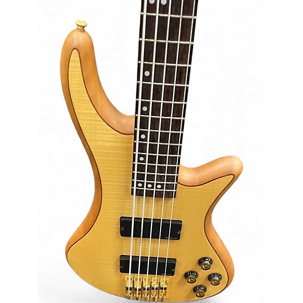 Used Schecter Guitar Research Stiletto Custom 5 String Natural Electric Bass Guitar