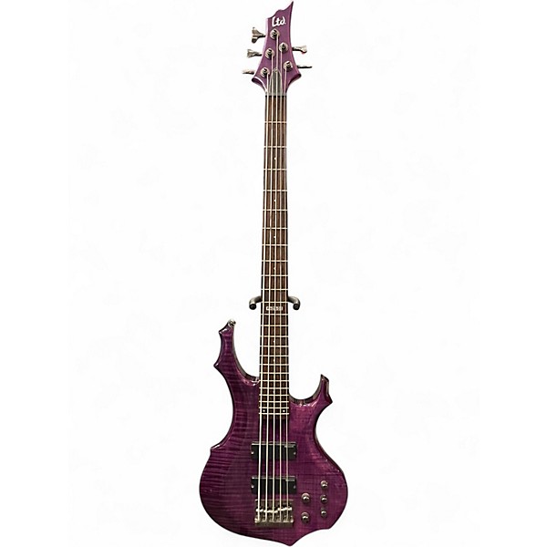 Used ESP LTD F155DX 5 String Trans Purple Electric Bass Guitar
