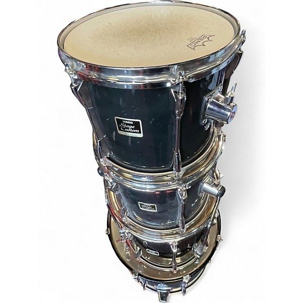 Used Yamaha 4 Piece STAGE CUSTOM 4 PIECE BLACK BLACK Drum Kit