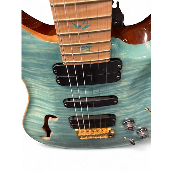 Used PRS Private Stock 513 Semi Hollow Caribbean Turquoise Hollow Body Electric Guitar
