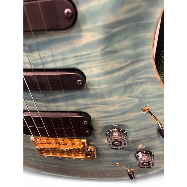 Used PRS Private Stock 513 Semi Hollow Caribbean Turquoise Hollow Body Electric Guitar
